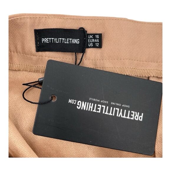 PrettyLittleThing Mini Skirt 12 Pencil Camel Brown Fall Preppy Dark Academia NEW - Picture 5 of 7